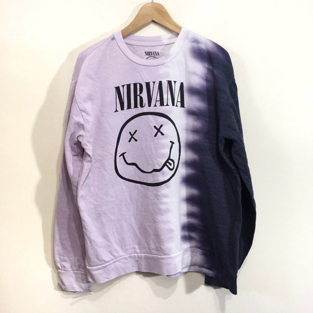Nirvana Sweatshirt Purple Tie Dye Graphic Band T Sz XL